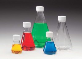 Стерилни ерленмайерови колби, 2000mL, Дъно с отбойници